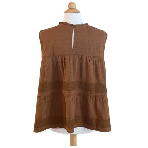 Old Navy Cotton Blend Brown Sleeveless Embroidered Swing Blouse, Size XXL - Picture 5 of 13